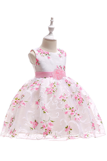 Robe de soirée pour filles rose sans manches mignonne